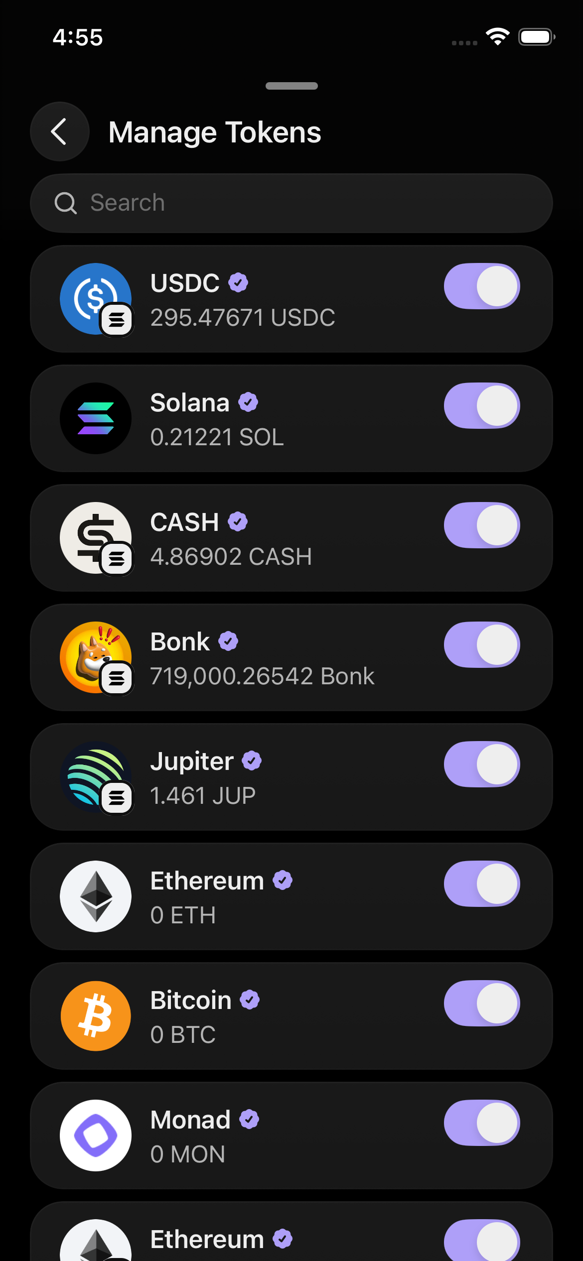 Manage Tokens